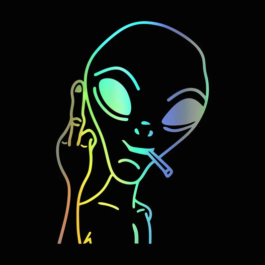 Alien Smoking Car Sticker