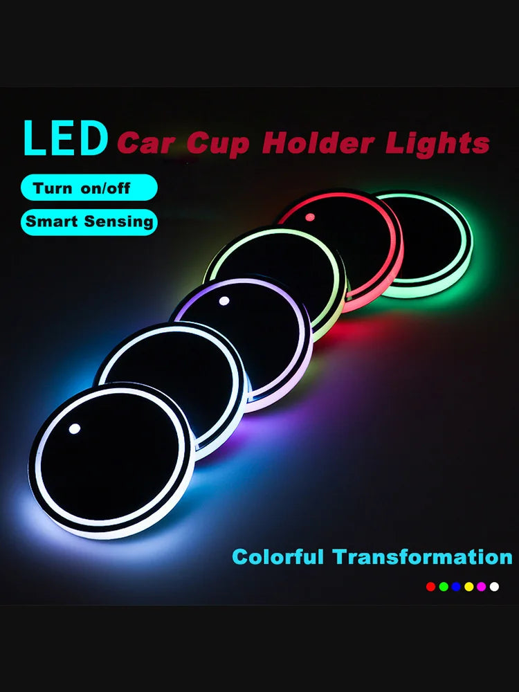 2PCS LED Car Cup Holder Lights 
