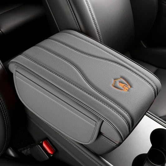 Premium Leather Car Armrest Cushion with Side Storage