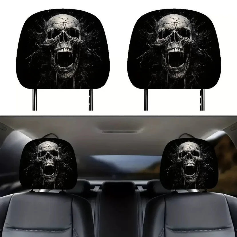2PC Halloween Face Printed Car Pillow 