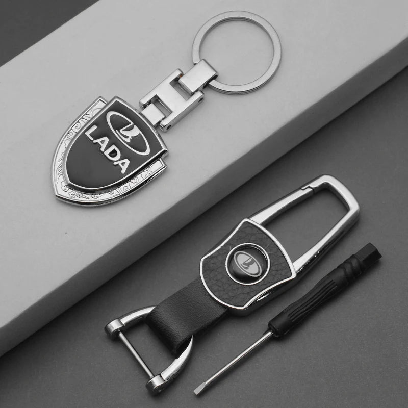 Porte-clés en cuir et métal Lada 3D 