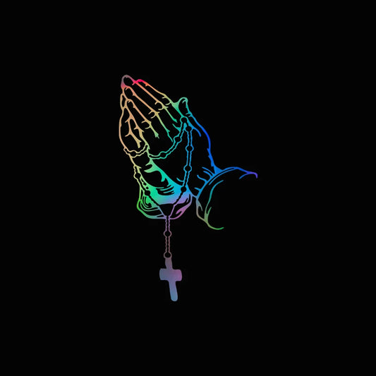 Praying Hands Rosary Car Sticker