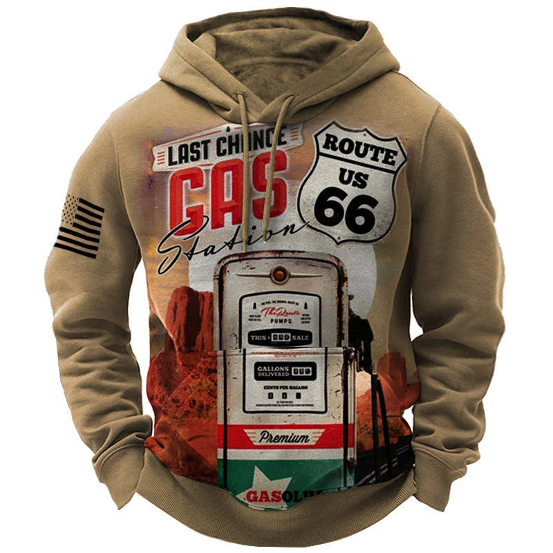 Vintage Route 66 Hoodie Pullover 