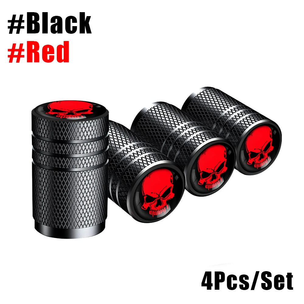 4Pcs/Lot Skull Tire Valve Caps 