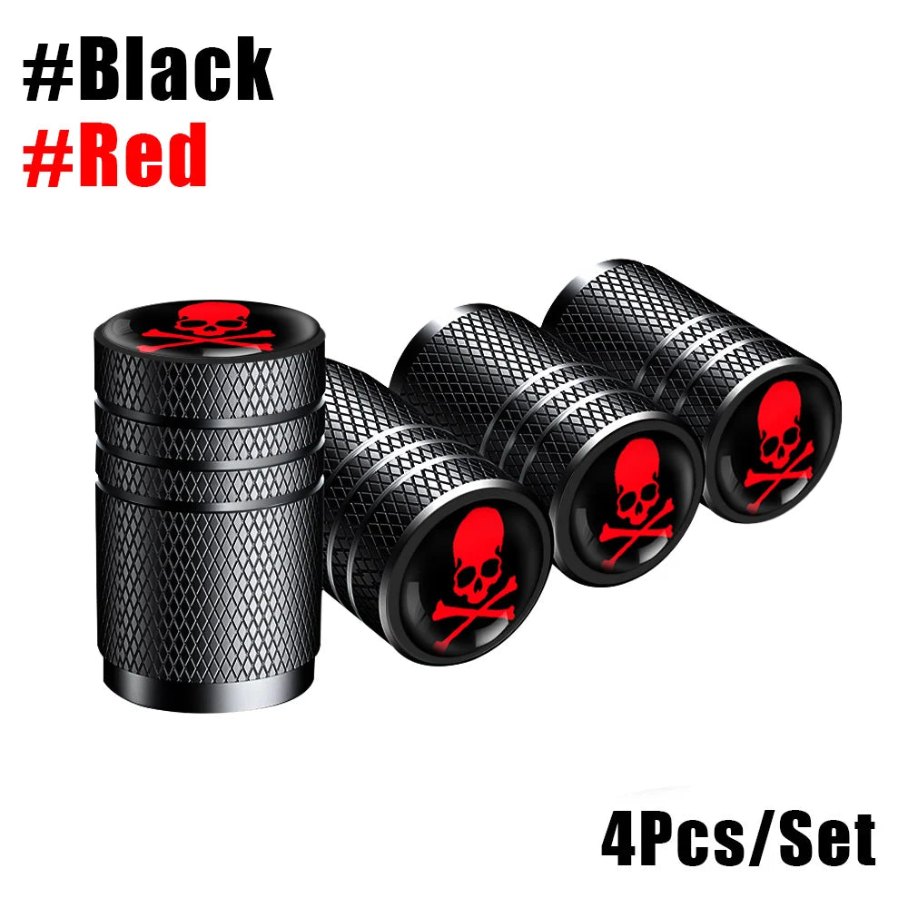 4Pcs/Lot Skull Tire Valve Caps 