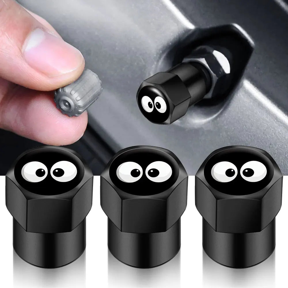 4PCS Car Valve Cap Cute Eyes Print 