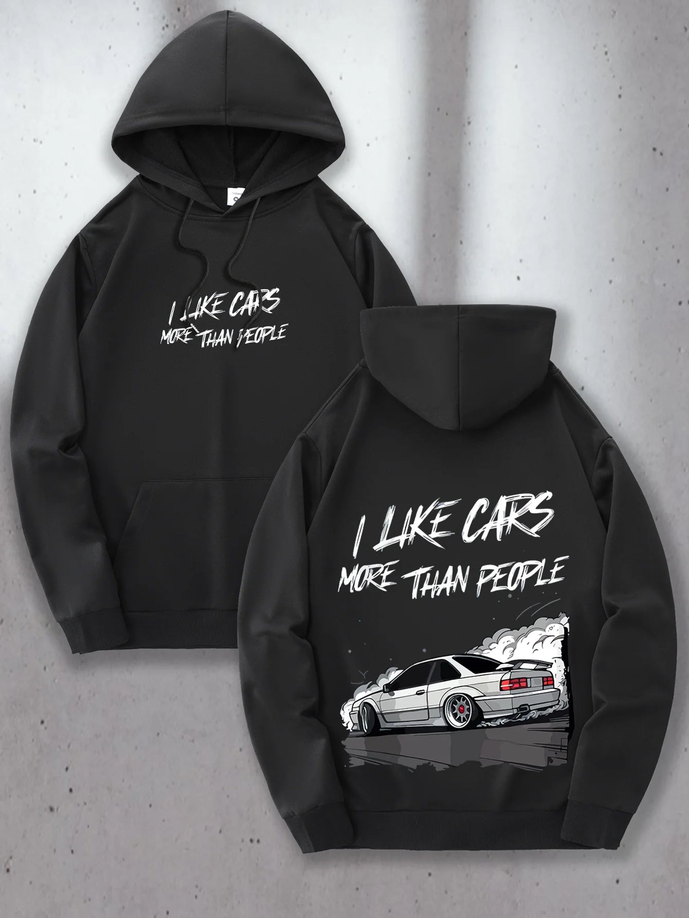 I LIKE CARS" Print Hoodie 