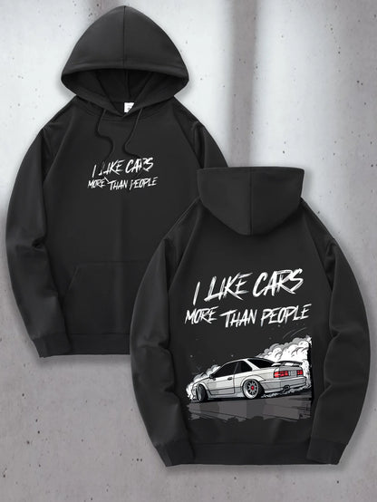 I LIKE CARS" Print Hoodie 