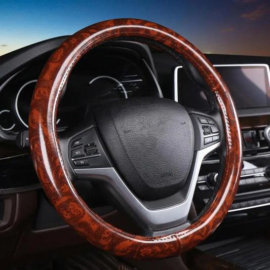 Luxury Wood Grain Steering Wheel Cover