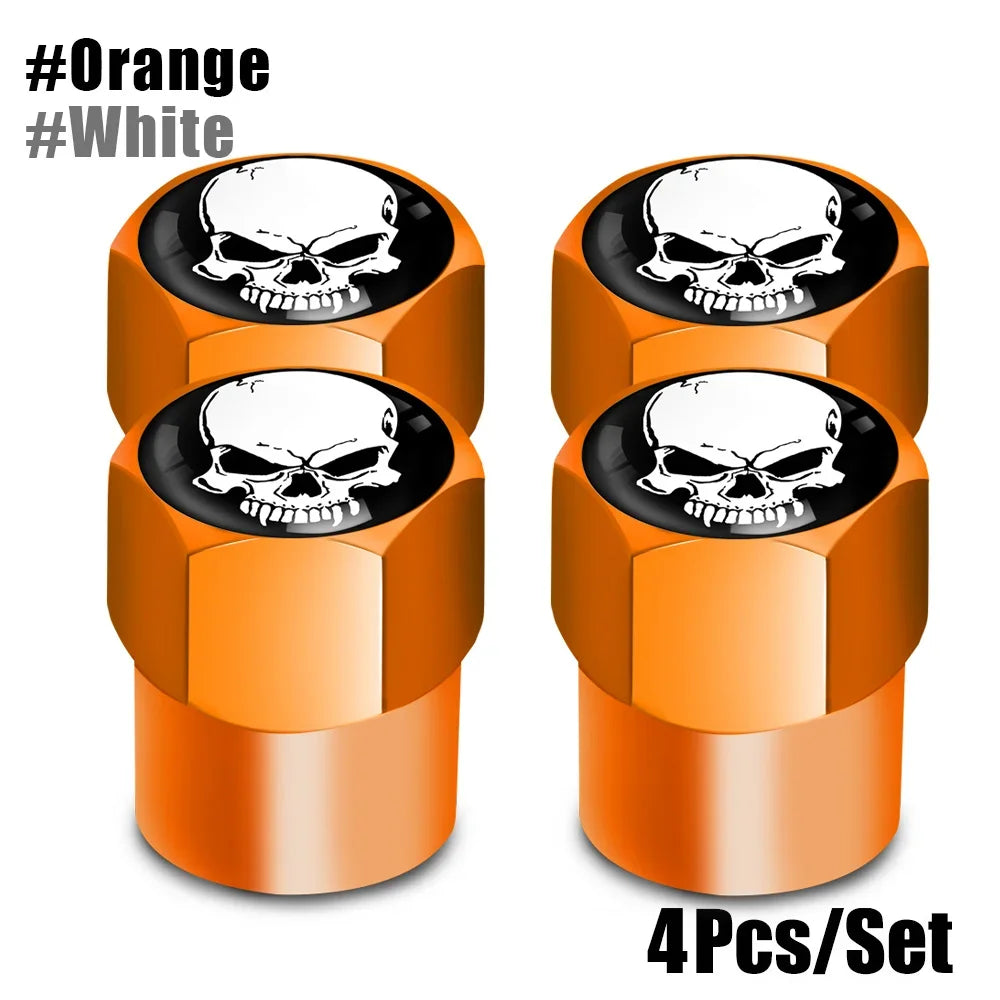 4Pcs/Set Skull Tire Valve Stem Caps