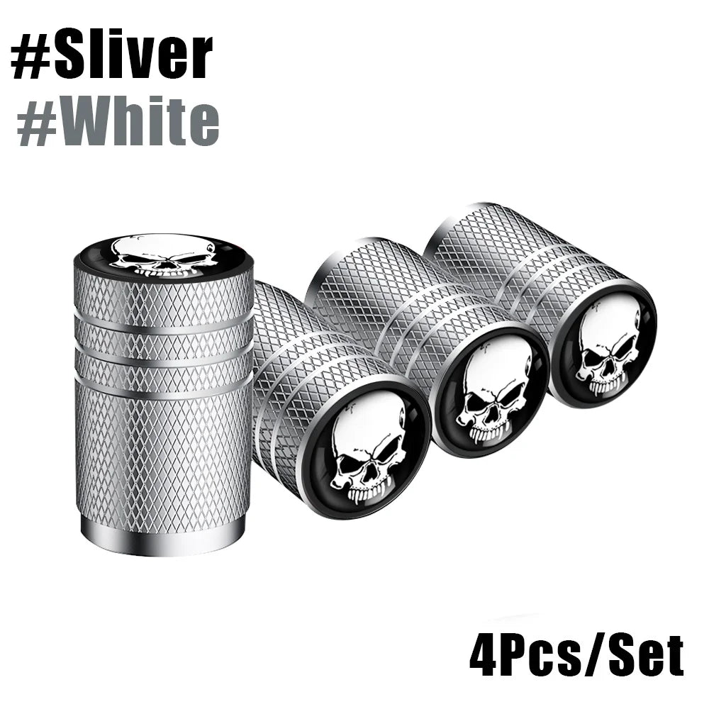 4Pcs/Lot Skull Tire Valve Caps 