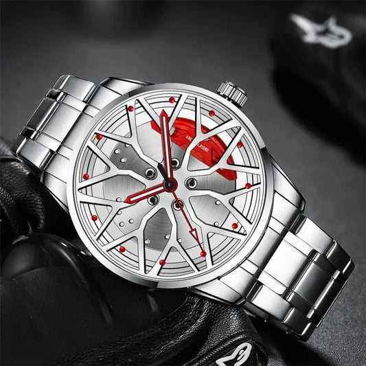 Stainless Steel Wheel-Inspired Watch