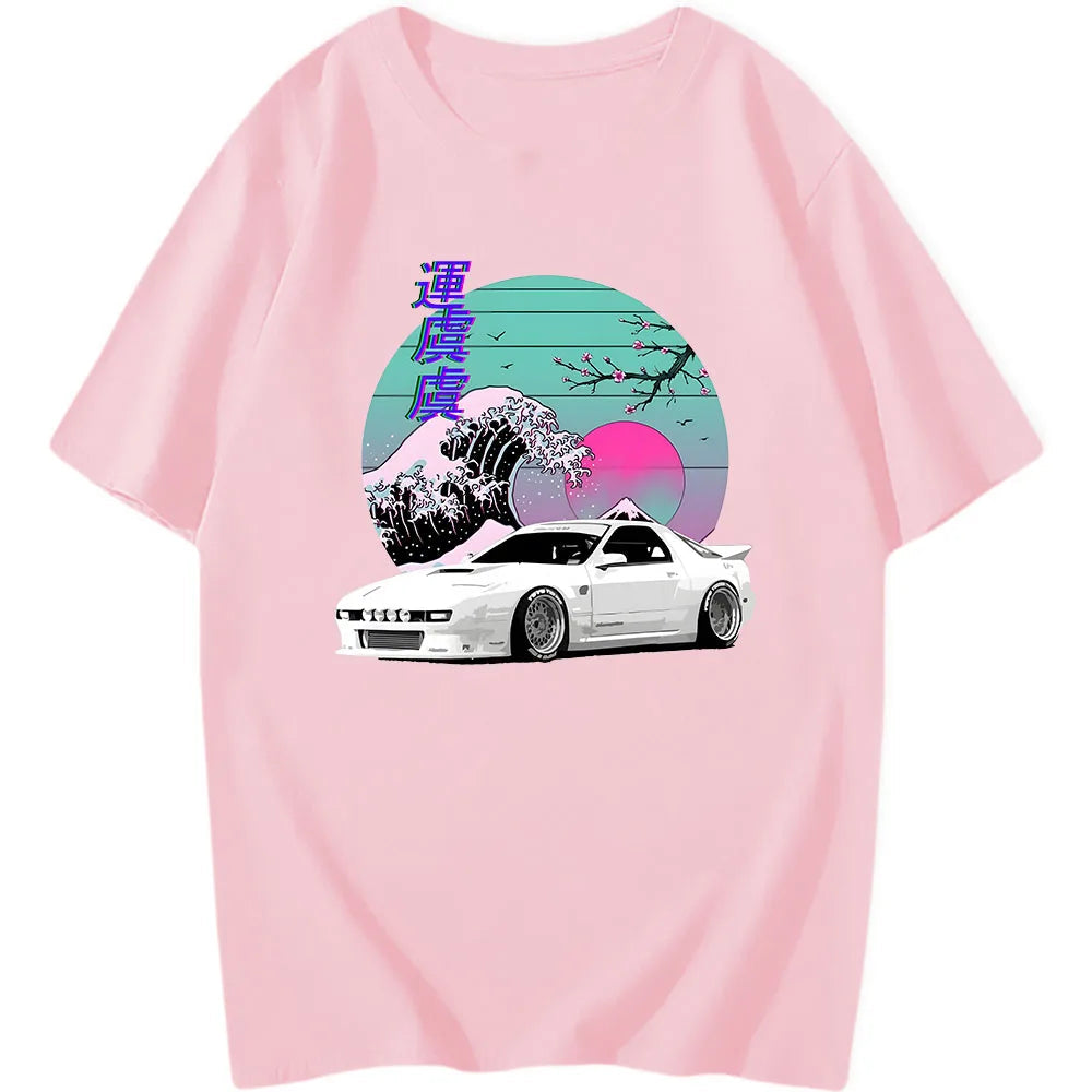 T-Shirt mit Auto-RX7-Aufdruck 
