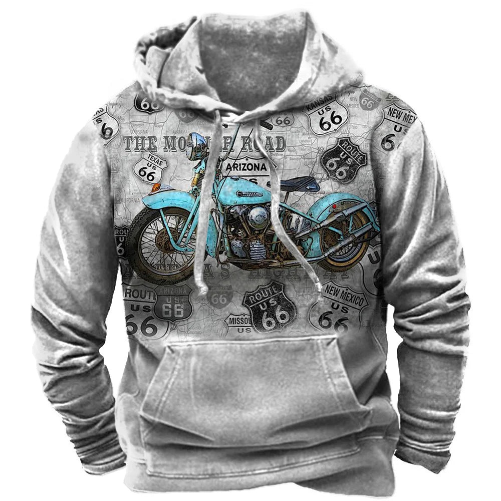 Vintage Route 66 Hoodie Pullover 