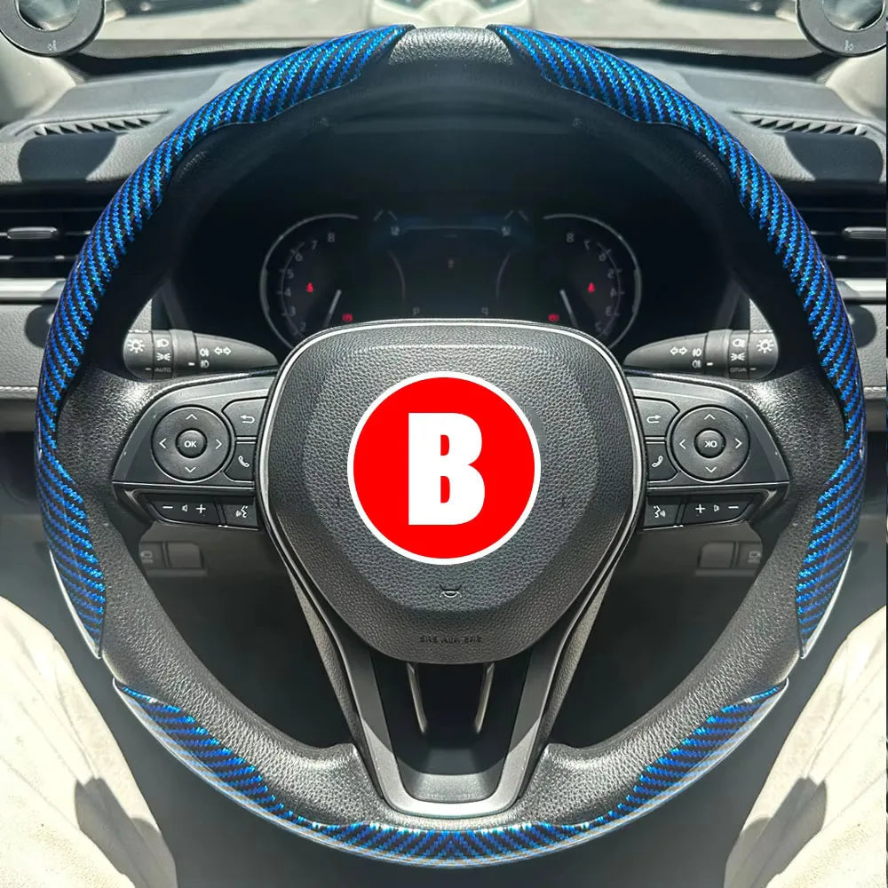 3PCS Car Steering Wheel Cover Carbon Fiber