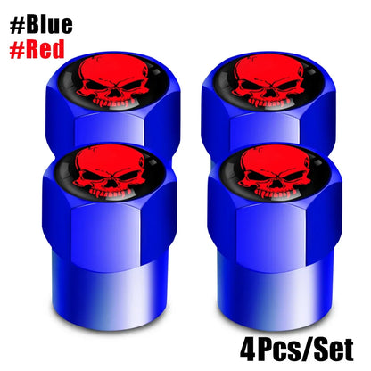 4Pcs/Set Skull Tire Valve Stem Caps
