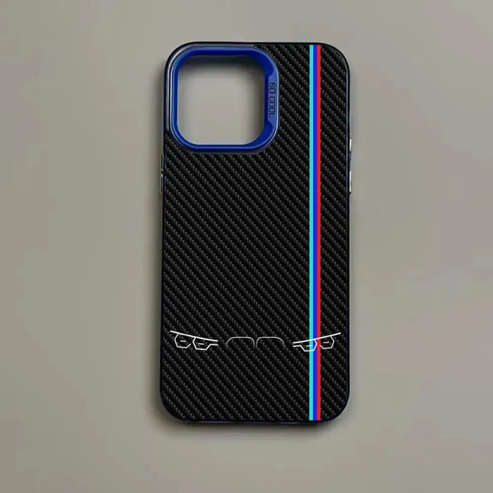 Custodia per iPhone in fibra di carbonio con luci per auto