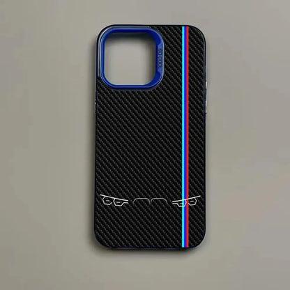 Custodia per iPhone in fibra di carbonio con luci per auto