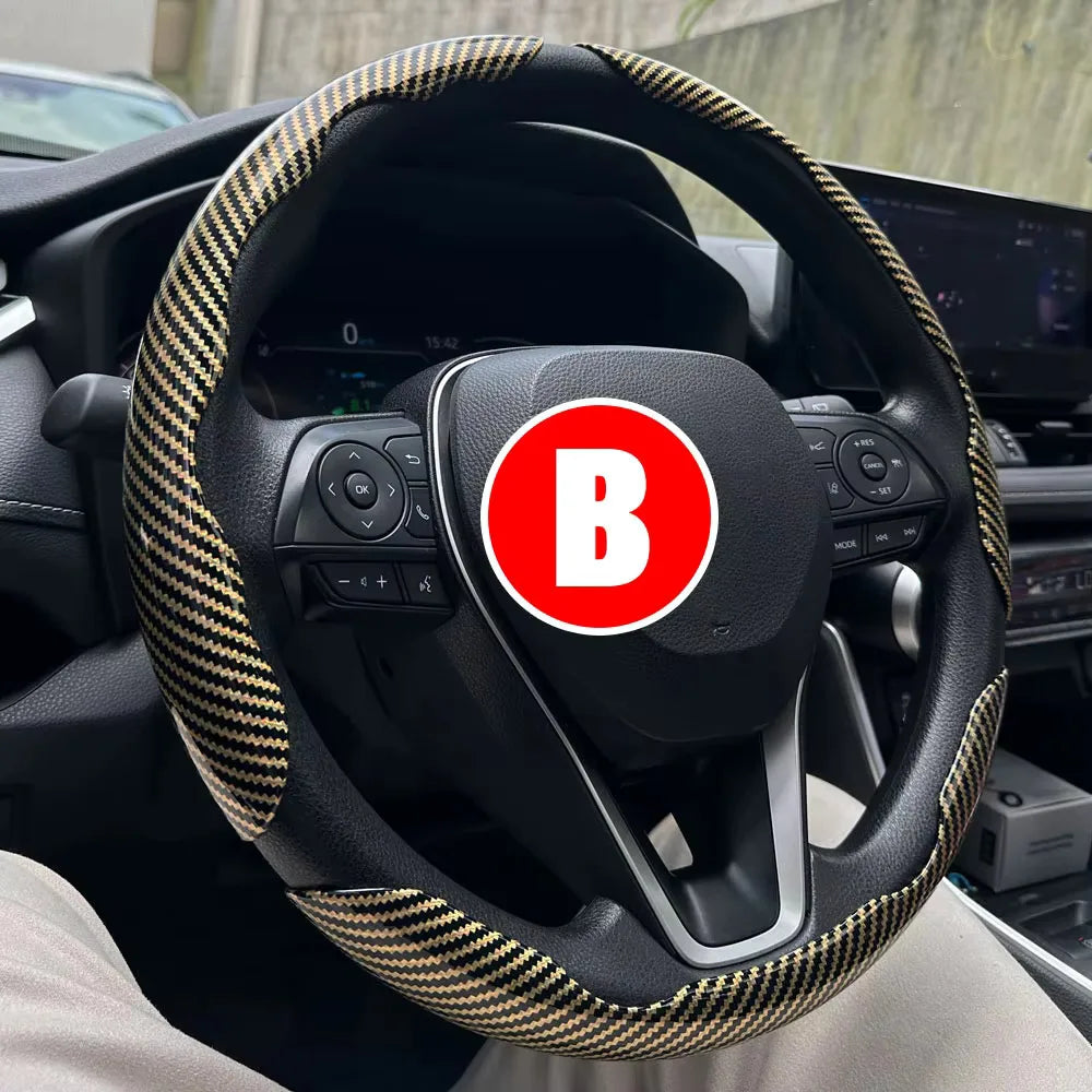 3PCS Car Steering Wheel Cover Carbon Fiber