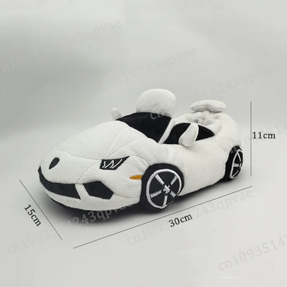 Pantoufles en peluche en forme de voiture de luxe 