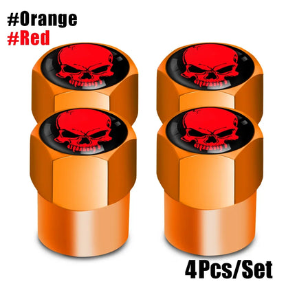 4Pcs/Set Skull Tire Valve Stem Caps