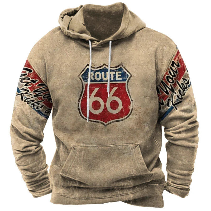 Vintage Route 66 Hoodie Pullover 