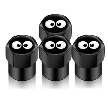 4PCS Car Valve Cap Cute Eyes Print 