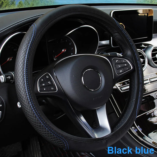 Diamond Pattern Leather Steering Wheel Cover