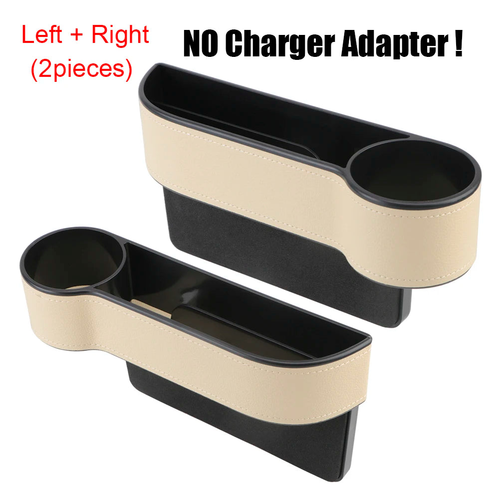 Car Seat Gap Storage Box with USB Charger 