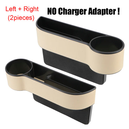 Car Seat Gap Storage Box with USB Charger 