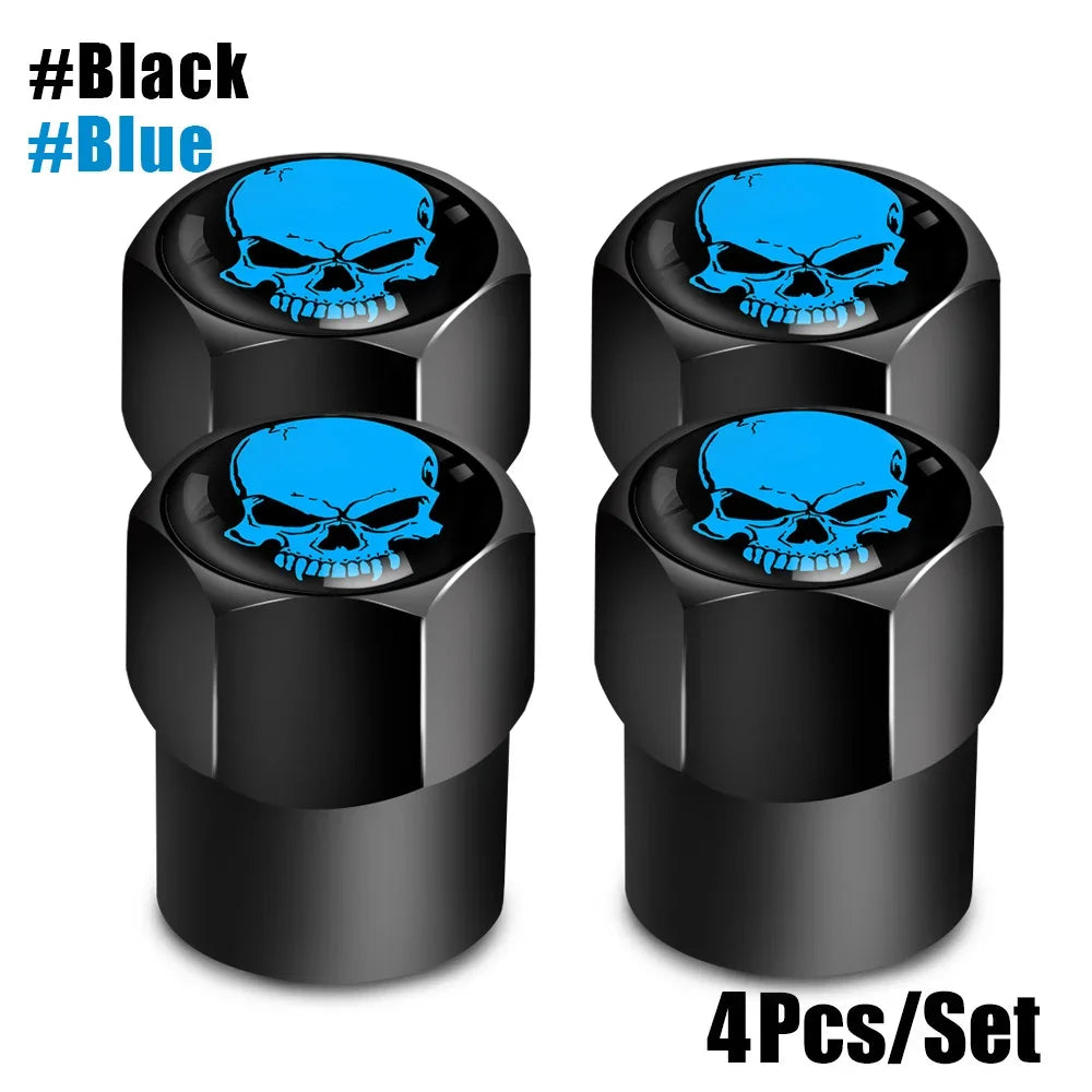 4Pcs/Set Skull Tire Valve Stem Caps