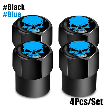4Pcs/Set Skull Tire Valve Stem Caps