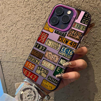 Étui iPhone à plaque d'immatriculation vintage