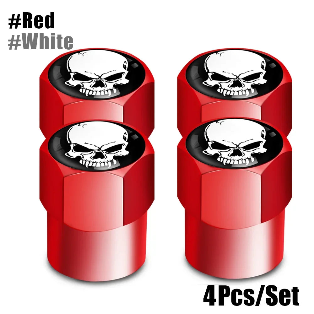 4Pcs/Set Skull Tire Valve Stem Caps