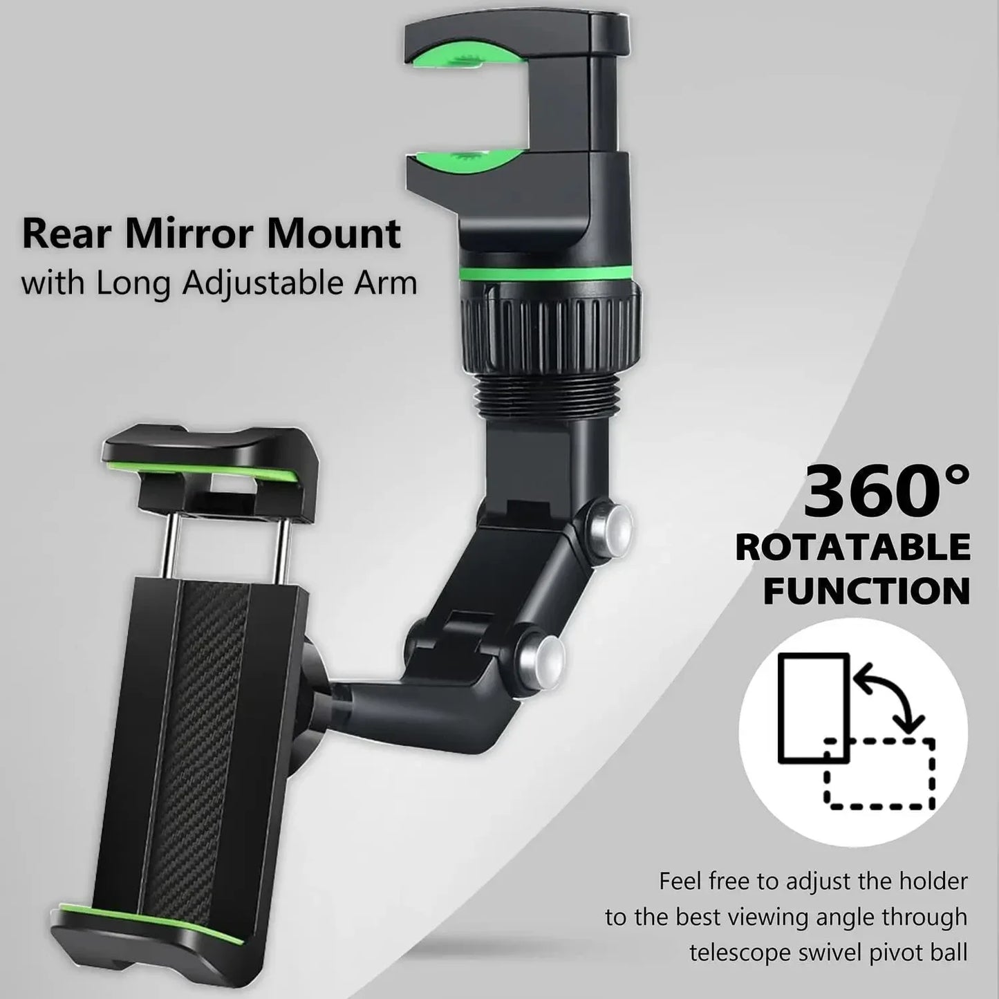 Rearview Mirror Phone Holder 360° Rotating 