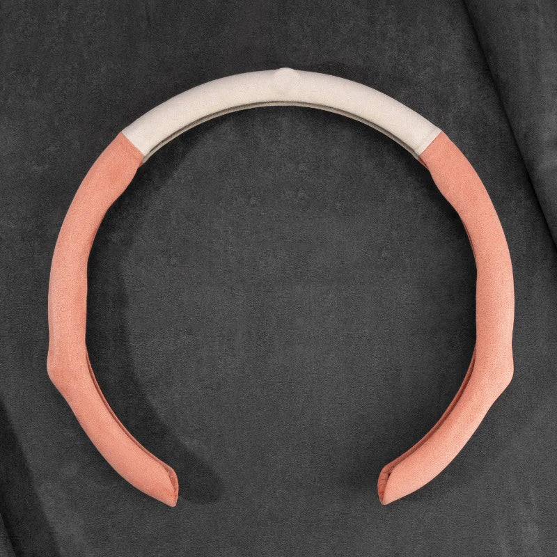 غطاء عجلة قيادة السيارة من الجلد السويدي الفاخر 5D 