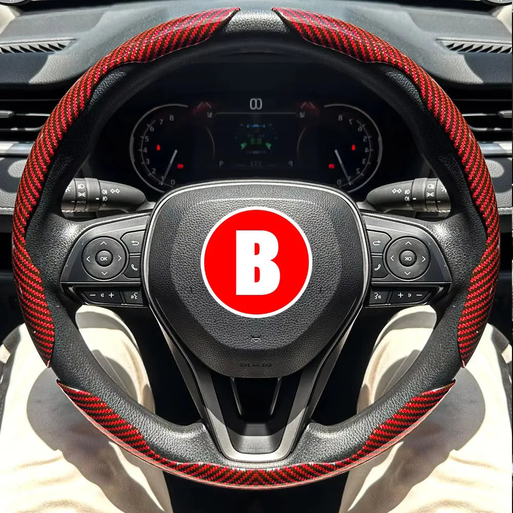 3PCS Car Steering Wheel Cover Carbon Fiber