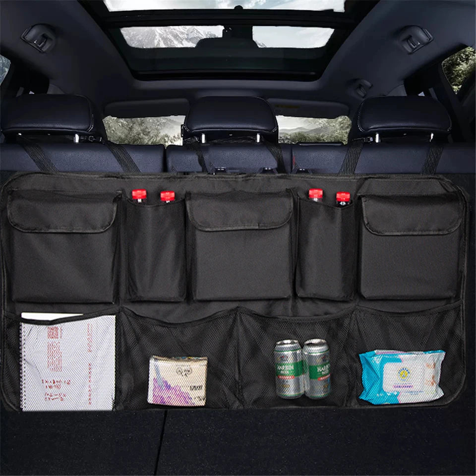 Bolsa de armazenamento para porta-malas de carro, banco traseiro 