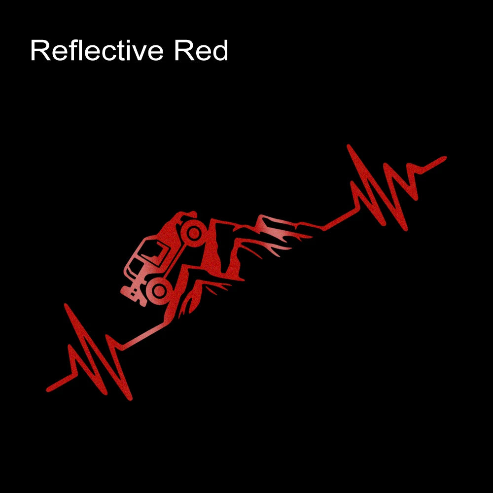 Reflective Heartbeat Off Road Car Sticker 
