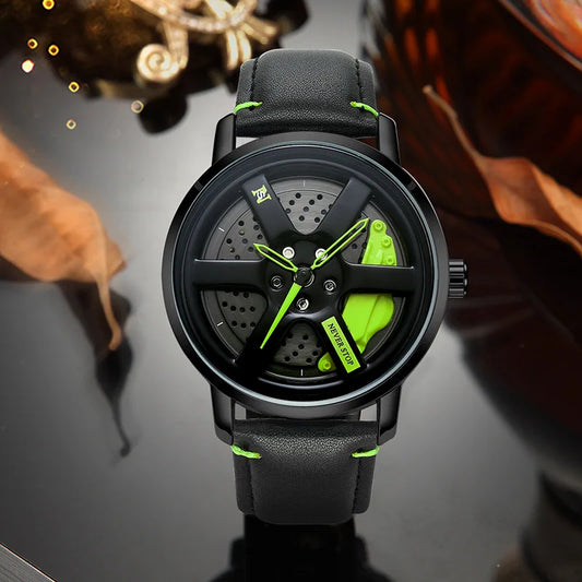 Leather Strap Sport Wheel Watch