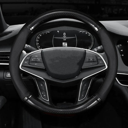 Red and Black Leather Steering Wheel Cover
