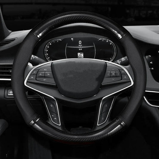 Red and Black Leather Steering Wheel Cover