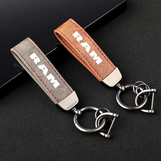 Ram Leather Keychain 