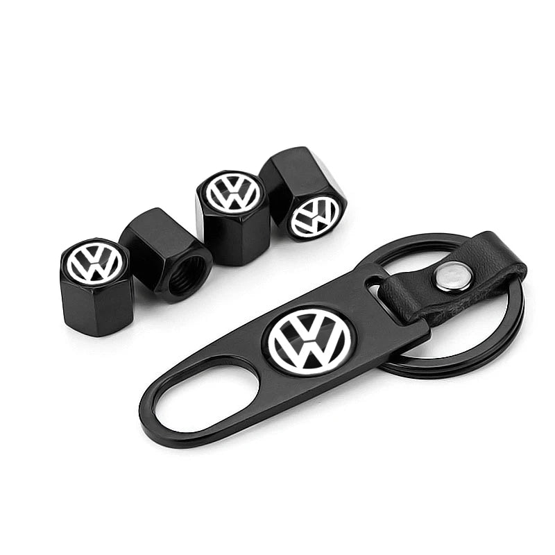 Emblem Tire Valve Caps with Keychain