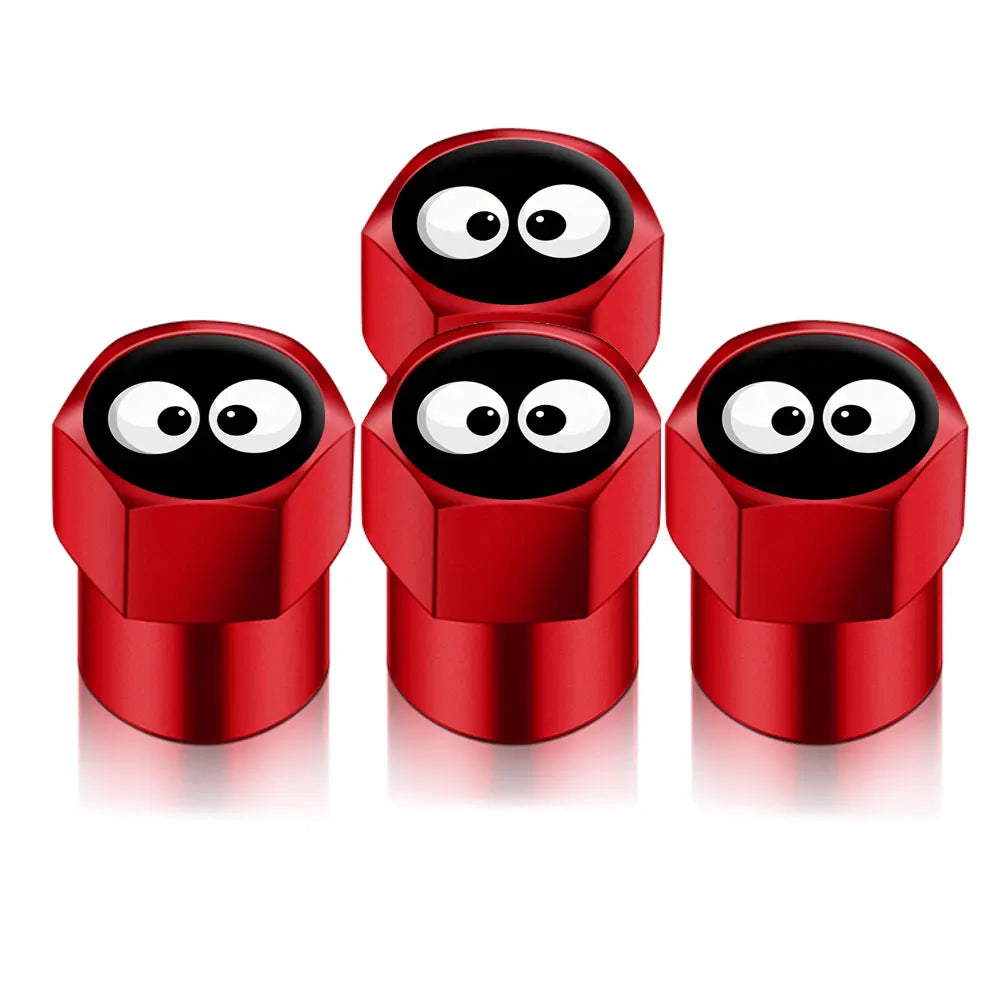 4PCS Car Valve Cap Cute Eyes Print 