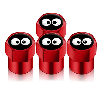 4PCS Car Valve Cap Cute Eyes Print 