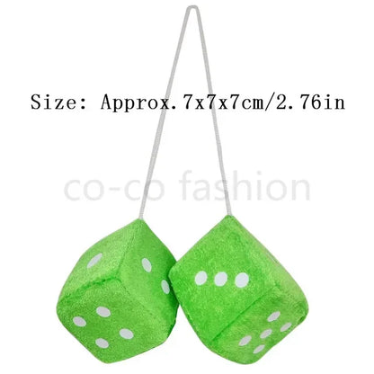 Plush Dice Car Mirror Hanger