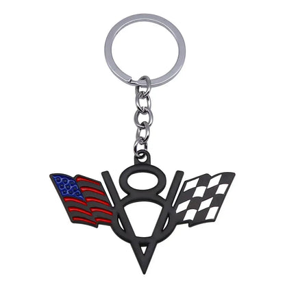 V8 Flag Metal Keychain 