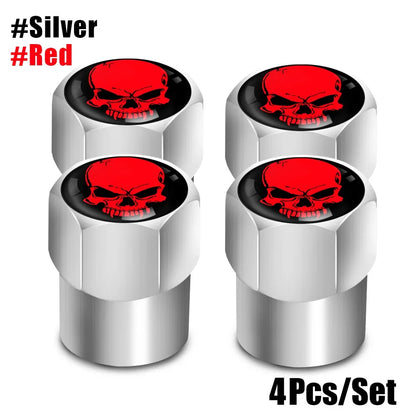 4Pcs/Set Skull Tire Valve Stem Caps
