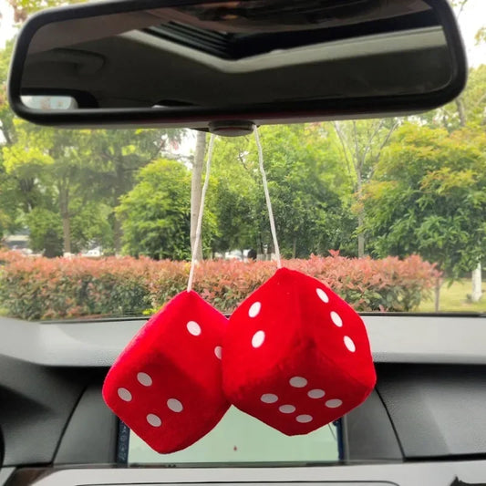 Plush Dice Car Mirror Hanger